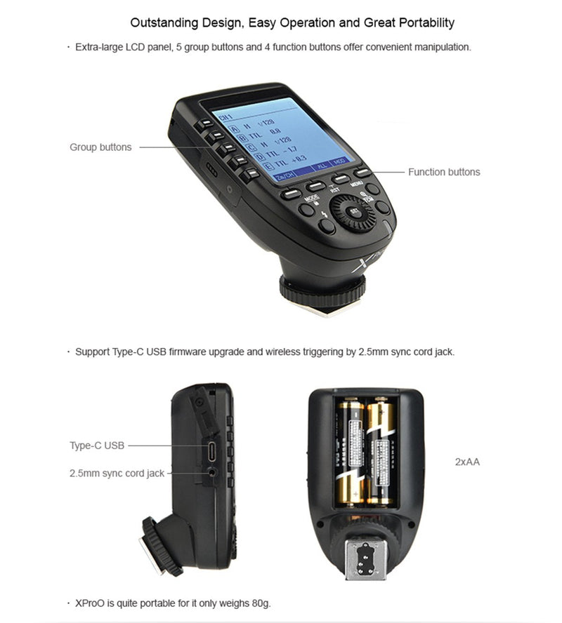 Godox Xpro-O TTL Wireless Flash Trigger 1/8000s HSS for Olympus Pen E-P5, E-PL5, E-PL6, E-PL7, E-PL8, Pen-F Digital Camera, 5 Delicated Group Button, TTL Convert to M Mode