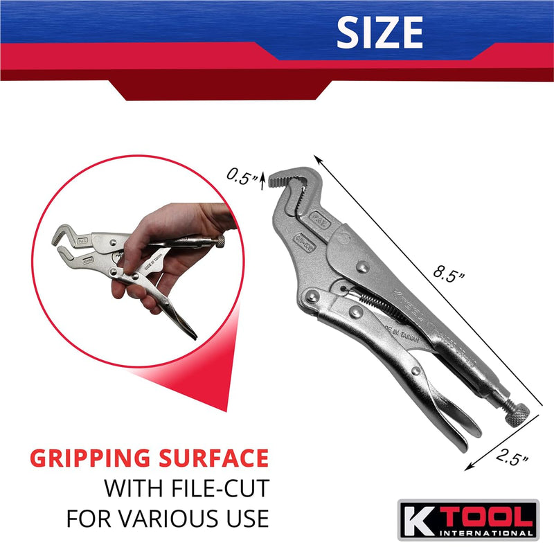 K Tool International 54053 Parrot Nose Adjustable Pliers, Non Slip Three Side Jaw Grip, Chrome Molybdenum Steel Construction, File Cut Gripping Surface, Heavy Duty Hand Tool