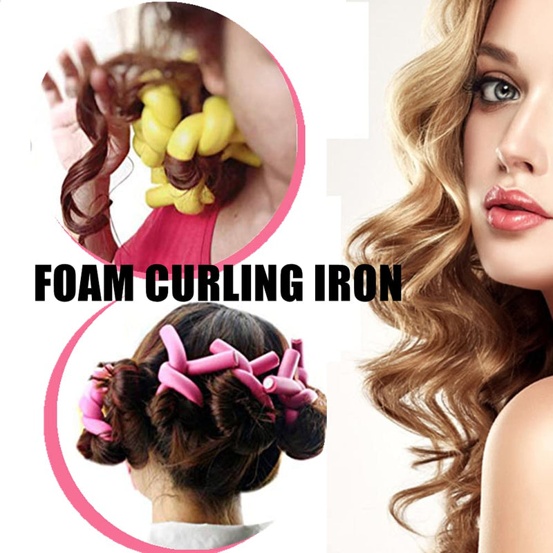 Foam Hair Rollers, 10Pcs Flexi Rods for Hair- Lightweight Heatless Curlers | Bendy Rollers, 360° Shaping, 9.5-Inch Length For Medium/Long Hair, Wet/Dry Use, Reusable, Random 1 Color Per Pack