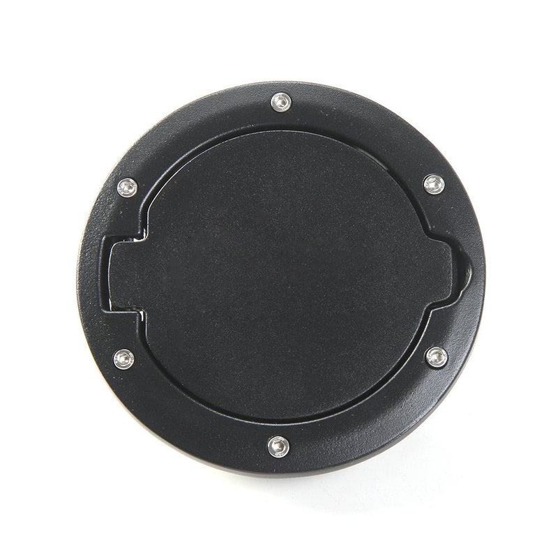 JeCar Aluminum Gas Cap Fuel Filler Door Cover for Jeep Wrangler 2007-2018 JK & Unlimited Accessories (Black) Black-A