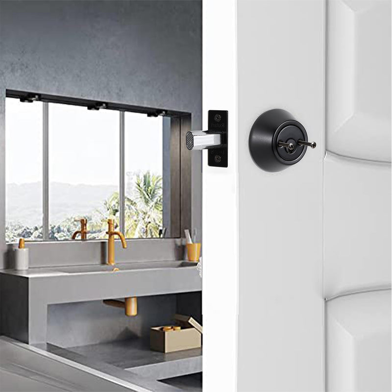 Double keyed Deadbolt Lock - Keyed on Both Sides, 2-Way Adjustable Cylinder Deadbolt (Privacy/Passage), Satin Stainless Steel(Black, Double Side) Black