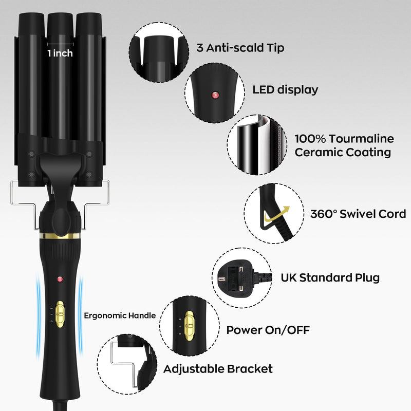 janelove Hair Curler 5 in 1 Curling Wand Set with 3 Barrel Hair Waver and 4 Interchangeable Ceramic Curling Iron 10-32mm for Long Medium Short Hair 5 in 1 - 180°C/210°C