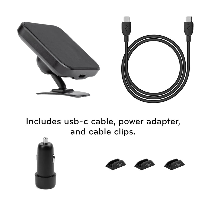 Peak Design Mobile Charging Car Mount, Black, Qi1 Charging, Mounts to Dash or Console, Connects to Mobile Cases, MagSafe Compatible, for iPhone, Samsung and Google Pixel Phones