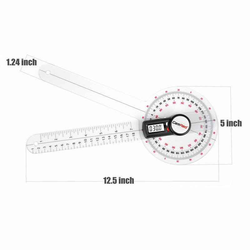 GemRed 12" Digital Goniometer for Joint Range of Motion ROM Measurement(GR311 New Version) 300mm(New Version)