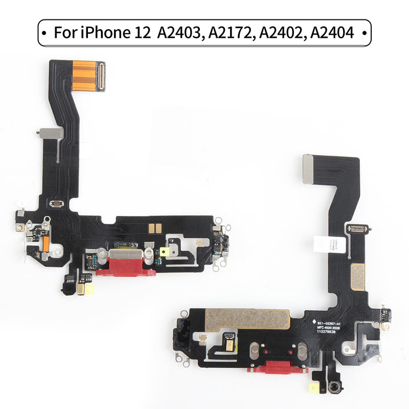 for iPhone 12/12 Pro Lightning Charging Port Replacement Black Dock Connector Flex Cable Assembly with Waterproof Tape & Tool Kit A2172 A2402 A2404 A2403 A2341 A2406 A2407 A2408 (Red) Red