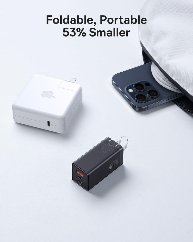 Steam Deck Dock, Baseus 6-in-1 Docking Station for Steam Deck & ROG Ally & Legion Go & USB C Charger, Baseus 65W USB C Wall Charger, 3 Ports Foldable GaN Charger, Fast Charger Block for iPhone