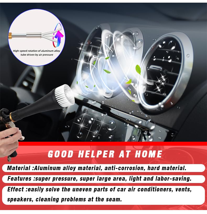 Air Blow Gun Car Interior Cleaning Gun High Pressure Car Detailing Cleaning Tool with Nozzle and Auto Detailing Dusting Brush for Quickly Blasts Dirt and Dust from Surface