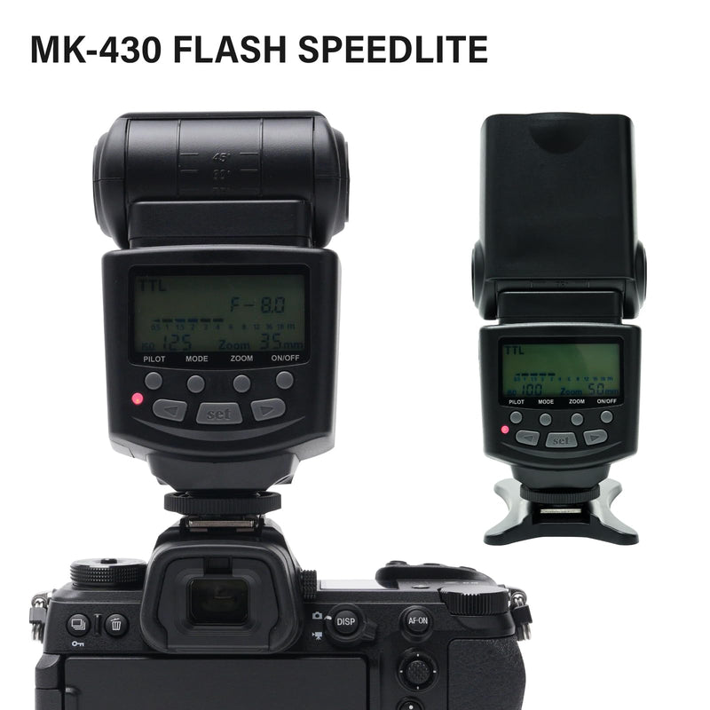 Meike 430N TTL Speedlite LCD Display Shoe Mount Flash Compatible with Nikon F System Digital SLR Cameras D3400 D3300 D3200 D5600 D850 D750 D7200 D5300 D5500 D500 D7100 D3100 etc MK-430N