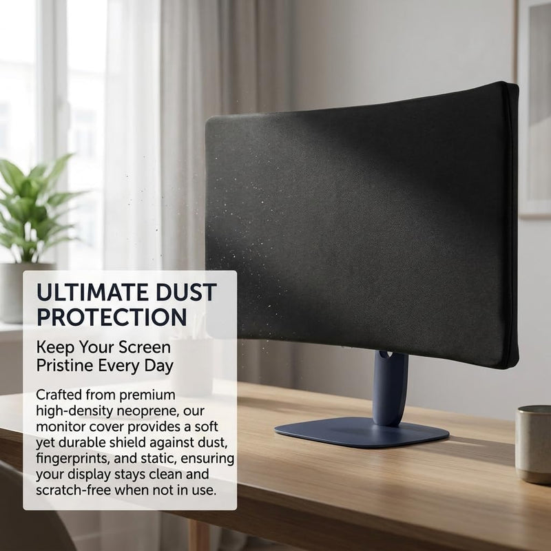 Dust Cover for Alienware 34" Curved Gaming Monitor, Neoprene | Compatible with AW3425DWM, Sleek Black Anti-Scratch Dust Guard with Back Elastic Straps & Snug-Fit Velcro