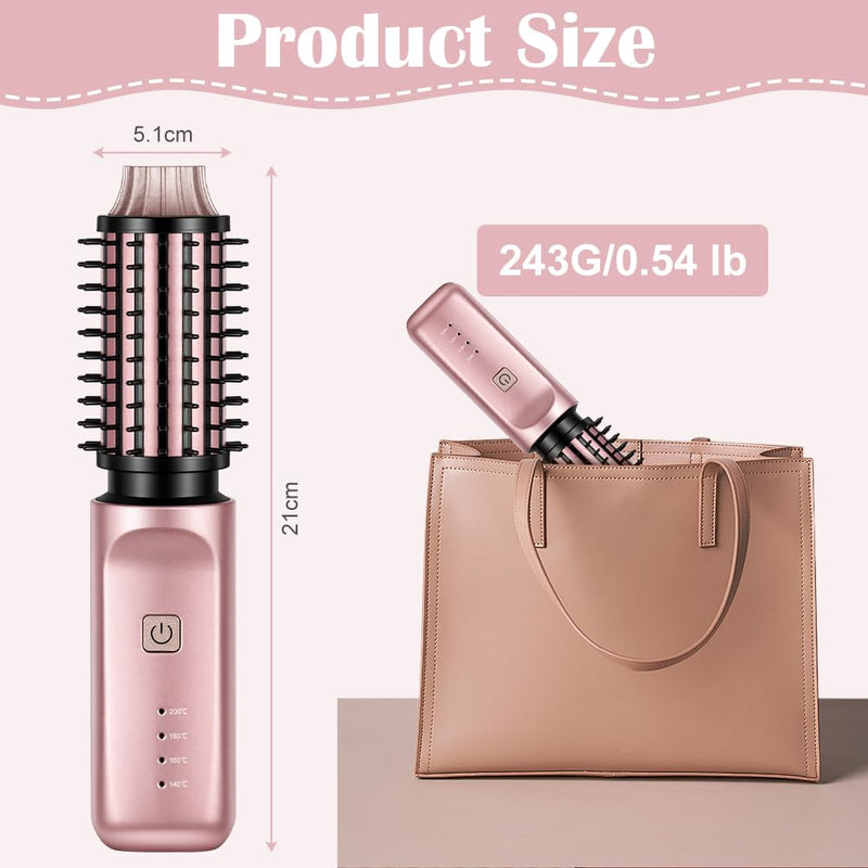 Thermal Brush,Blowout Boost Ionic Round Heated Hot Brush,2-in-1 Styling Tool,38mm Barrel,4 Temperature Settings,Create Natural Curls,Bouncy Hair,Easy to Use,Lightweight Dual,Pink