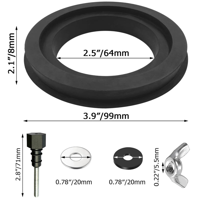 Upgrade 630-0204 2" Tank to Bowl Bolt Kit Replacement for Mansfield Toilet Repair Kit Inside Tank, Includes Gasket, Bolts and Other Essential Parts (Black)