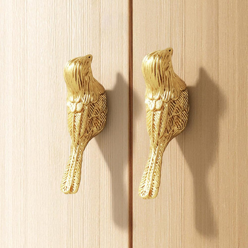 Gold Cabinet Knobs, Bird Shape Cabinet Drawer Knobs Handles, Zinc Alloy Gold Animal Knobs for Dresser for Home Kitchen, 4 Pack
