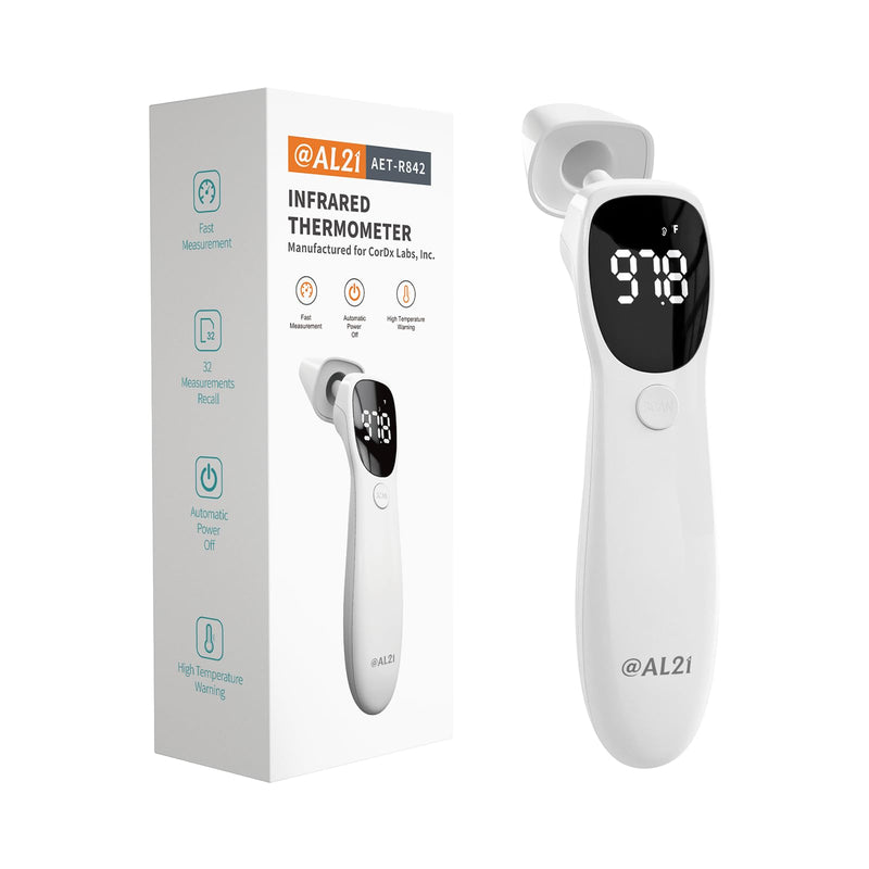 @AL21 Dual Mode Thermometer for Adults, Kids, and Babies – Infrared Digital Forehead and Ear Thermometer No Touch, Fever Alarm, 1-Second Reading, 32 Memory Recall