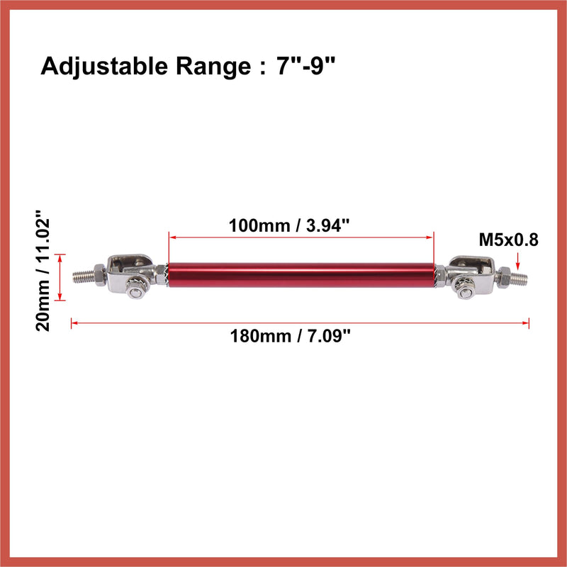 ACROPIX 2pcs 7"-9" Car Adjustable Front Bumper Lip Splitter Strut Tie Rod Bar Universal Red Car Parts