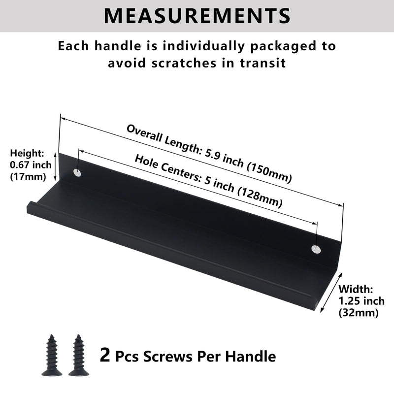 30 Pack Modern Kitchen Cabinet Handles, Black Finger Pulls for Cabinets 5.9inch/150mm Length, Matte Black Edge Cabinet Pulls, Drawer Tabs Pull Hardware Concealed Tab Handle Black-30Pack 5.9in(150mm) Overall Length