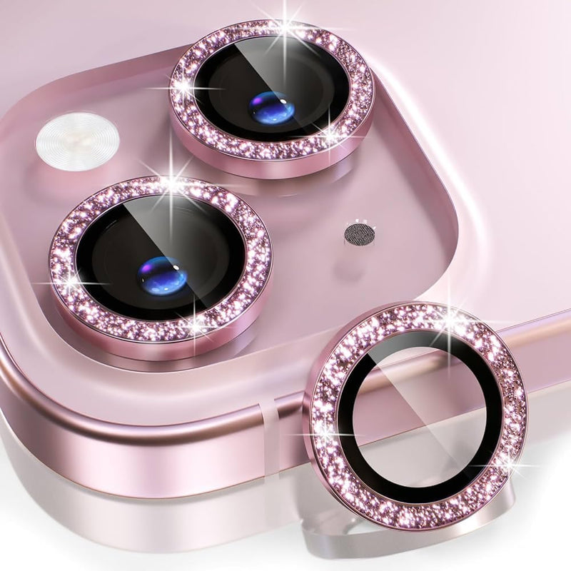 Glitter Camera Lens Protector For Iphone 15/ 15plus and 15 Pro/ProMax (Pink, Iphone 15 Pro/ 15 Pro Max) Pink