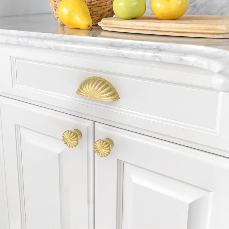 Asidrama 10 Pack 3 Inch(76mm) Brushed Gold Kitchen Cabinet Handles, Bin Cup Cabinet Pulls Kitchen Cabinet Hardware for Cabinet Cup Pulls 3" Hole Center