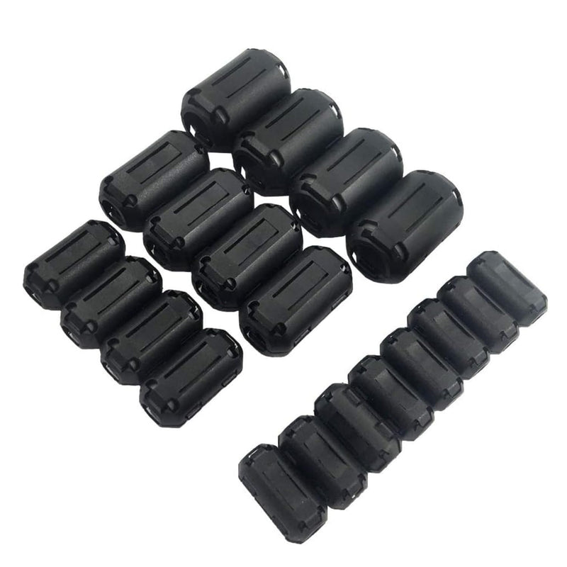 (Pack of 20pcs) Clip-on Ferrite Ring Core RFI EMI Noise Suppressor Cable Clip for 3mm/ 5mm/ 7mm/ 9mm/ 13mm Diameter Cable, Black