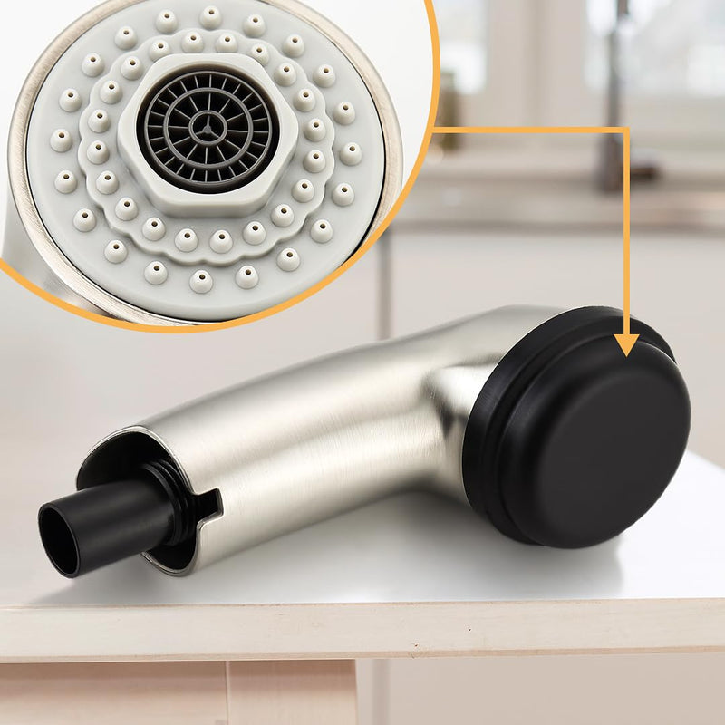 Kitchen Sink Faucet Spray Head Replacement Compatible with Grohe 46312SD0/46298SD0, Faucet Part Spray Wand for Bathroom Tub, Pull Out Sprayer Head (Brushed Nickel) Brushed Nickel