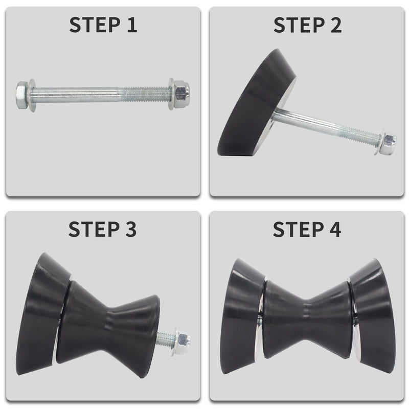 5" X 3" & 7" X 4" Boat Trailer Roller Assembly with 1/2 Inch Shaft Bow Stop ‎5" X 3" ‎V-Shape Black