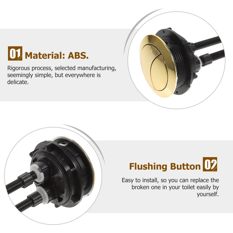 Angoily Toilet Push Button Replacement 2 Pcs Dual Flush Toilet Button for Bathroom Cistern 48Mm Tank Buttons Brushed Gold Water Tank Accessory Easy Install