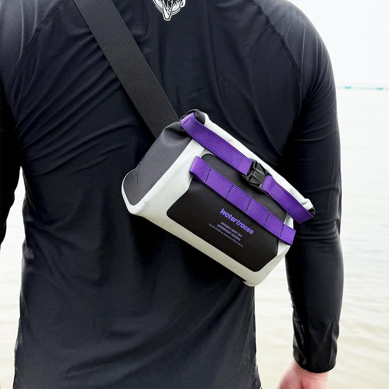 Waterproof Waist Bag, for Surfing, Paddleboarding, Boating,Cycling,Water Park Activities (Gary/purple) Gary/purple