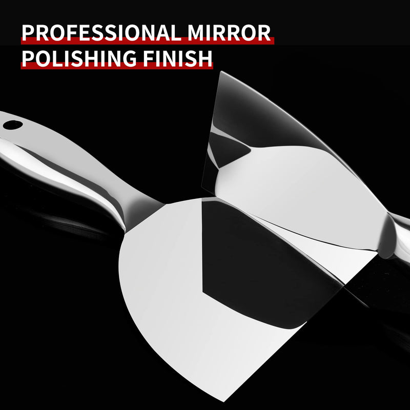 Fishark Putty Knife, 5 Pcs Putty Knife Set, 2" 3" 4" 6" 8" Stainless Steel Scraper, Spackle Knife, Wallpaper Scraper Paint Scraper Tool for Drywall Repair, Removing Wallpaper, Mud, Applying Plaster 2" 3" 4" 6" 8"