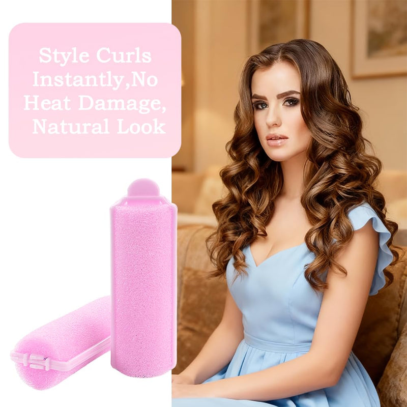 24pcs Flexible Sponge Hair Rollers, Heatless Curlers For Soft Wavy Hairstyles, Ideal for Both Women And Children