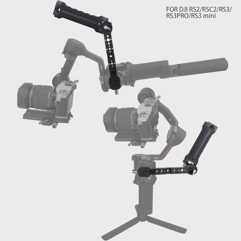 LEFTFOTO Gimbal Adjustable Silicone Sling Handgrip+Stabilizer Handle Extension Bracket kit,for DJI RS2/ RS3 PRO/ RS3 Mini/ZHIYUN WEEBILL-S Gimbal Stabilizer,with NATO Clamp