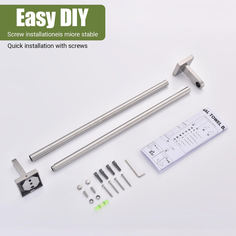 Miyili 30-Inch Bathroom Towel Bar, Durable Brushed SUS 304 Stainless Steel Wall Mounted Bath Towel Holder, Total Length 32-Inch