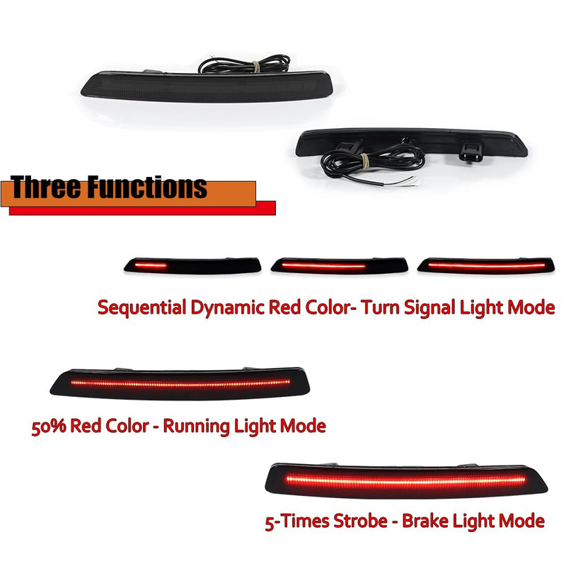 ADIIL 2PCS Smoked Lens Red LED Rear Bumper Bar Reflector Lights For 2012 2013 2014 Acura TL Smoked Lens Red Light