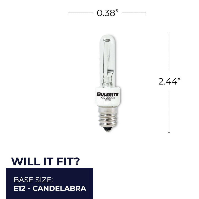 Bulbrite KX40/E12 40W KX-2000 Krypton/Xenon T3 Clear Bulb, Candelabra Base (Clear 2 Pack) Halogen