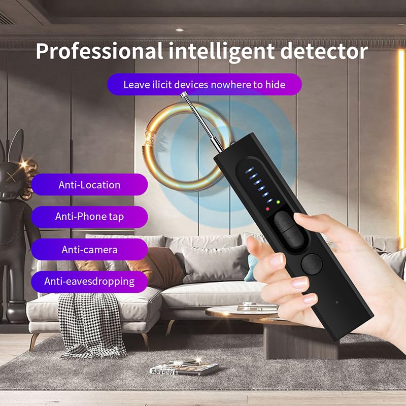 Hidden Camera Detector, 2026 AI Upgraded Spy Camera Finder | 5 Sensitivity Levels 4 Detection Modes, 25H Working Time, Signal Scanner Device Finder for Hotel Car Office Home Travel Black