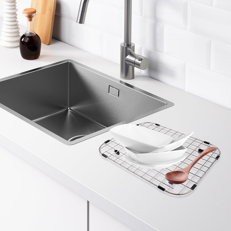 2pcs Sink Protectors Stainless Steel Sink Bottom Grid for Kitchen 14 x 12 inch, Heavy Duty Kitchen Grid Sinks Bottom Protector Center Drain Hole(2 Pack, 14"×12")