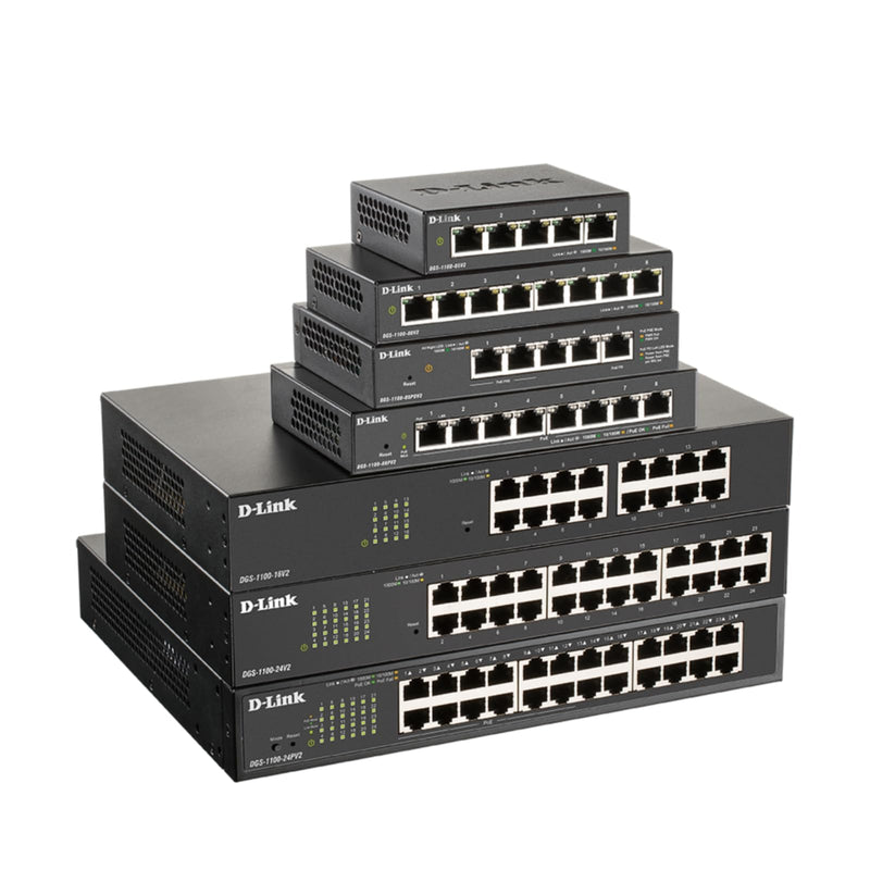 D-Link 8-Port Gigabit Smart Managed PoE+ Switch —8 PoE+ Ports (64W)—L2—VLANs—Cable Diagnostics —Web Managed —Desktop —Fanless—NDAA Compliant —Lifetime Protection (DGS-1100-08PV2)