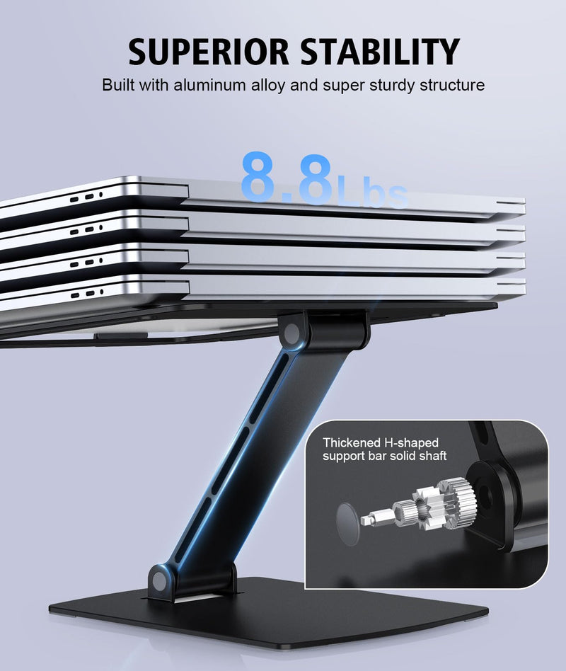 Laptop Stand for Desk, Aluminum Adjustable Foldable Laptop Riser, Ergonomic Computer Stand Compatible with MacBook, Dell, Samsung, Lenovo, 10-16"