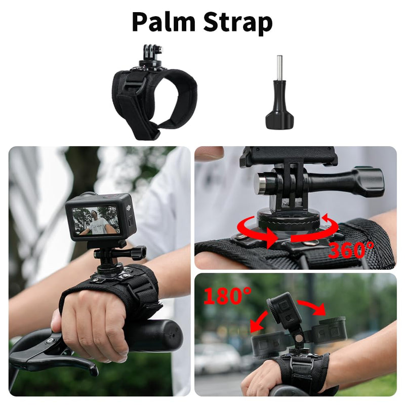 4 in 1 Accessories Kit Set for DJI Action 6/5/4, GoPro Hero 13/12/11/10 and More, Quick Release Head Strap Mount + Chest Mount Harness + Backpack Clip Holder + 360°Rotating Palm Strap