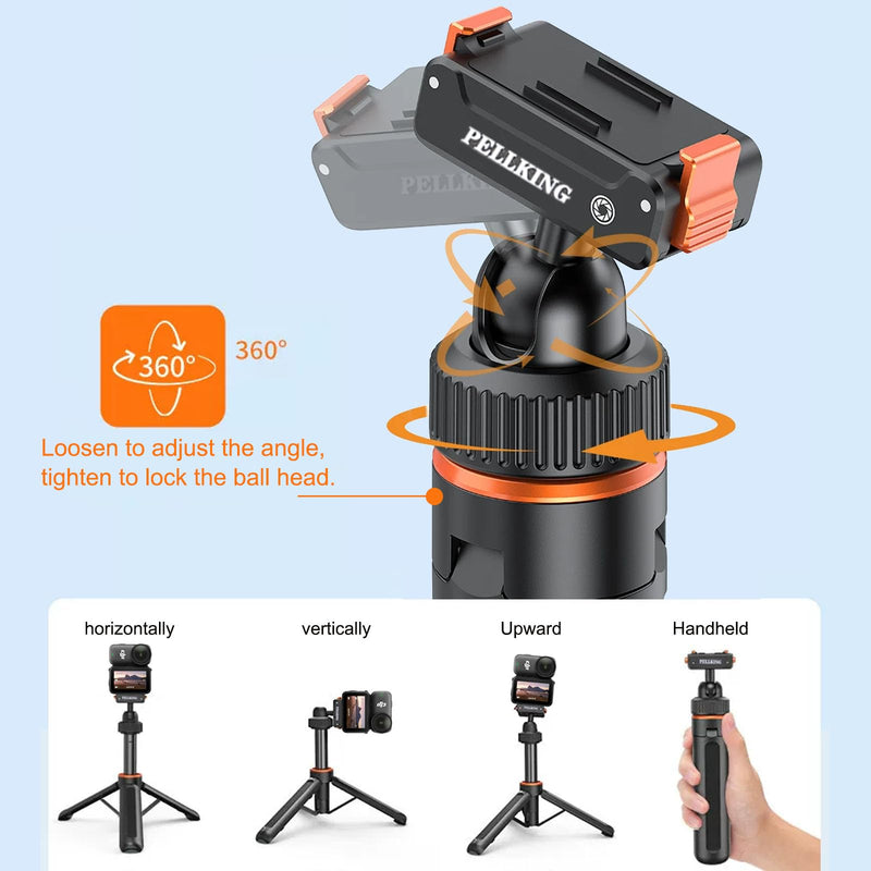 PellKing Selfie Stick & Carrying Case 2 in 1 Kit for DJI Osmo Nano, 16.14in Selfie Stick Tripod with Magnetic Quick Release Mount, Portable Hard Case, Vlog & Travel Essential for DJI Osmo Nano
