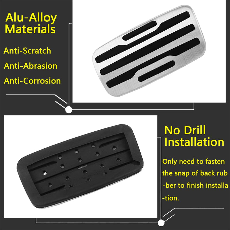 No Drill Steel Brake Accelerator Gas Pedal Pad Cover Compatible for Chevrolet Silverado 1500 2500 3500 2020-2024, Compatible for GMC Yukon Sierra 2021-2024 Anti Slip Mat Interior Parts