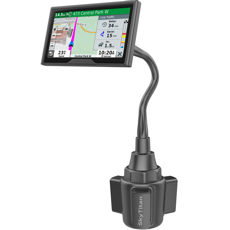 for Garmin GPS Car Mount Cup Holder Replacement 17mm Ball Mount with Adjustable Long Arm fit Garmin Nuvi Drive Dezl Portable Navigator, Black