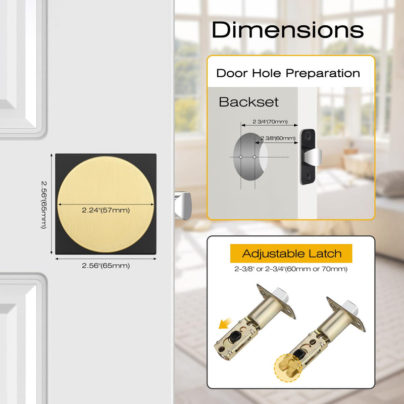 EHOMEWARE 1 Pack Black Gold Door Knob, Passage Door Knobs Interior No Lock, Keyless Hallway/Closet Door Handle, Heavy Duty Reversible Door Handle for Left/Right Doors Black with Gold Passage Door Knob