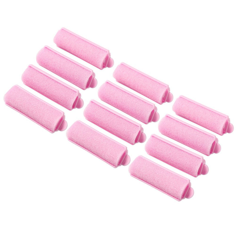 SUMAJU Soft Sponge Hair Rollers 12 Pack, Overnight Curlers, Pink | Plastic and Soft Sponge, Heatless Styling, for Curls and Waves, Easy Overnight Use, DIY Hair Curling Tool