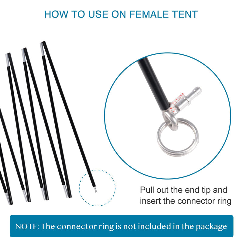 Aluminum Tent Poles Replacement, Black Pre-Assembled Tent Pole, 7001 T6 Heated Camping Tent Rod 20ft 1.3 in 2 Poles