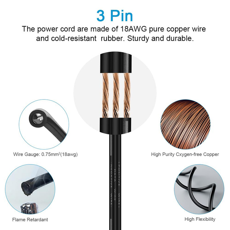 ALITOVE 16.4ft 3 Pin xConnect Extension Cable with 17mm Male & 12mm*23mm Female X-Connector 18AWG Power Cord IP68 for B0923SDR5T B0CM95W84B B0CW9NQ12K WS2811 Halloween Christmas Pixel Lights(2 Pack) 2 of 16.4FT