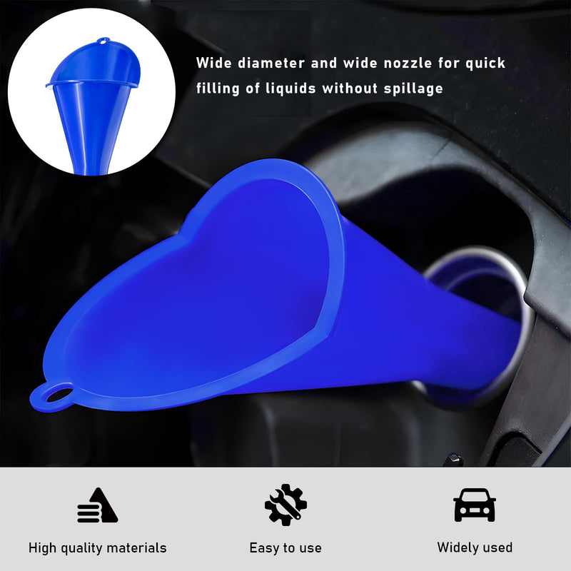 2 PCS Oil Funnel, Automotive Multi-Function Plastic Fuel Funnel with Long Neck, Universal Engine Oil Funnel for Filling Oils Gas Lubricants and Fluids, Car Accessories (Blue) Blue,2 PCS