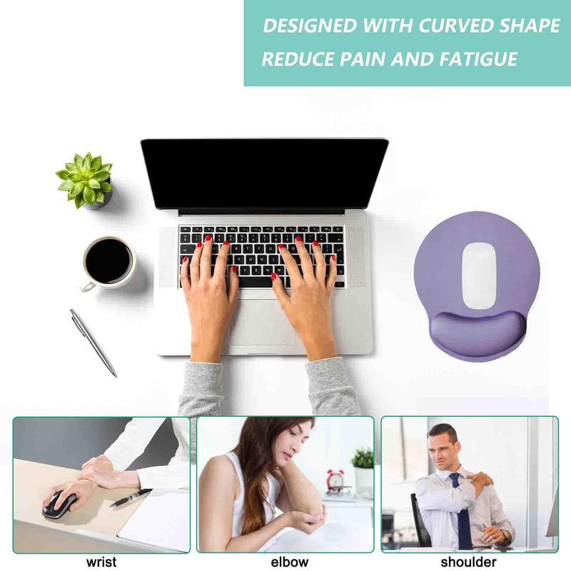Mouse Pad with Wrist Support, Ergonomic Mouse Pad with Memory Foam Wrist Rest Cushion, Non-slip Rubber Base Gaming Mice Pad for Home Office Computer Laptop, Purple