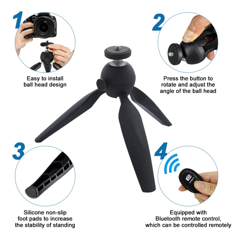 Mini Tripod Stand, Mini Phone Tripod Stand Tabletop Cellphone Tripod Stand Portable Desktop Phone Stand Mini Tripod for Camera/Phone/Webcam, Universal Phone Mount Mini Tripod Stand