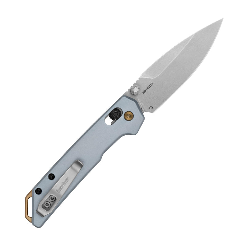 Kershaw Mini Iridium Folding Pocket Knife, 3 inch D2 Steel Blade, DuraLock, Aluminum Handle, Pocketclip Gray