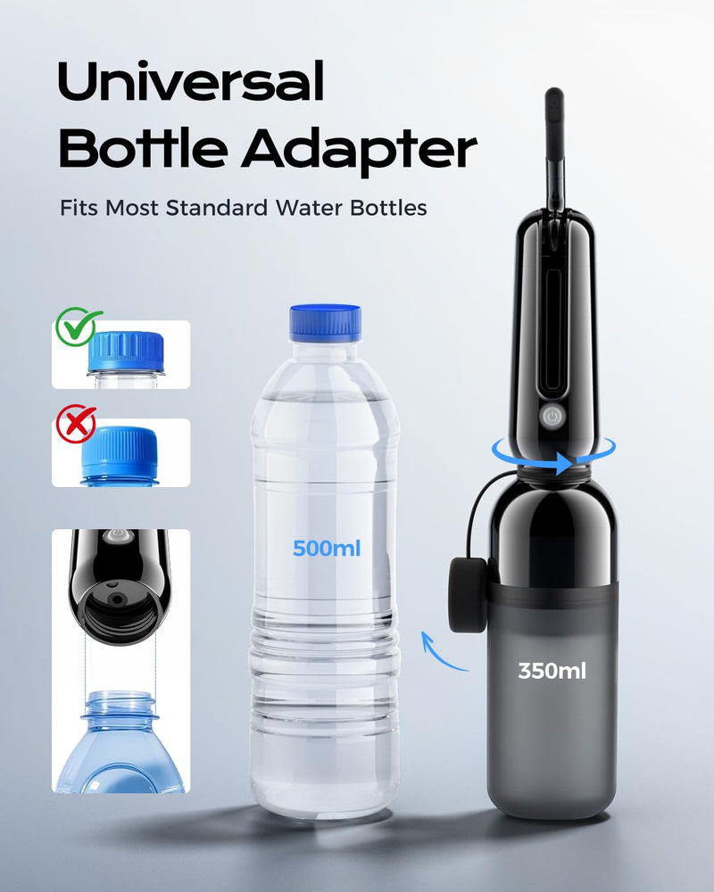 ESSAGER Portable Bidet for Travel, Foldable & Rechargeable Handheld Sprayer–Waterproof with 2 Pressure Modes, 350ml Expandable Bottle for Women, Men, Baby, Postpartum & Personal Hygiene(Black) Black