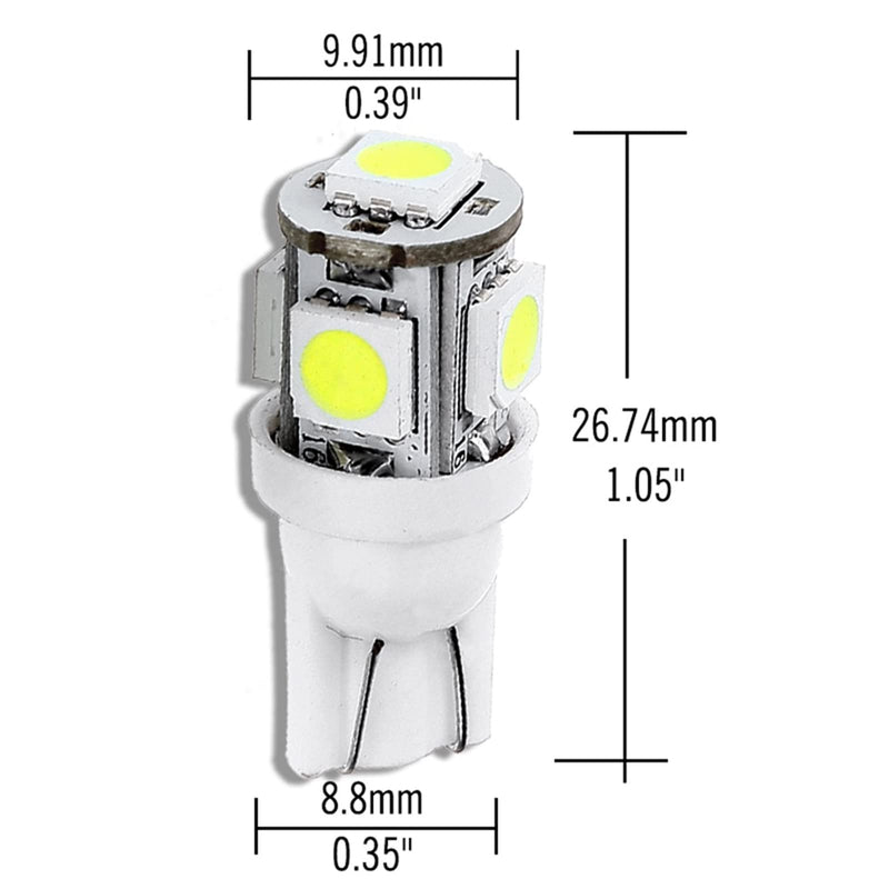 cciyu 6 Pack White PC168 T10 LED Cluster Gauge Dash Light Bulb W/Twist Lock